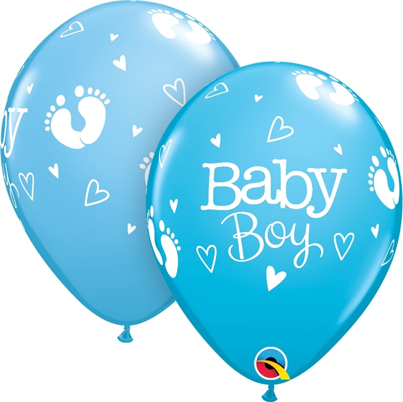 Μπαλόνια Λάτεξ 11 Baby Boy Footprints & Hearts Ast /25 τεμ
