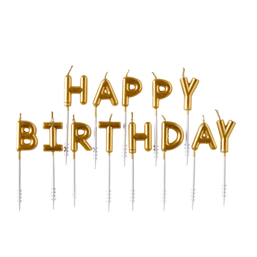 Κεριά Happy Birthday Χρυσό / 7.3 εκ ύψος