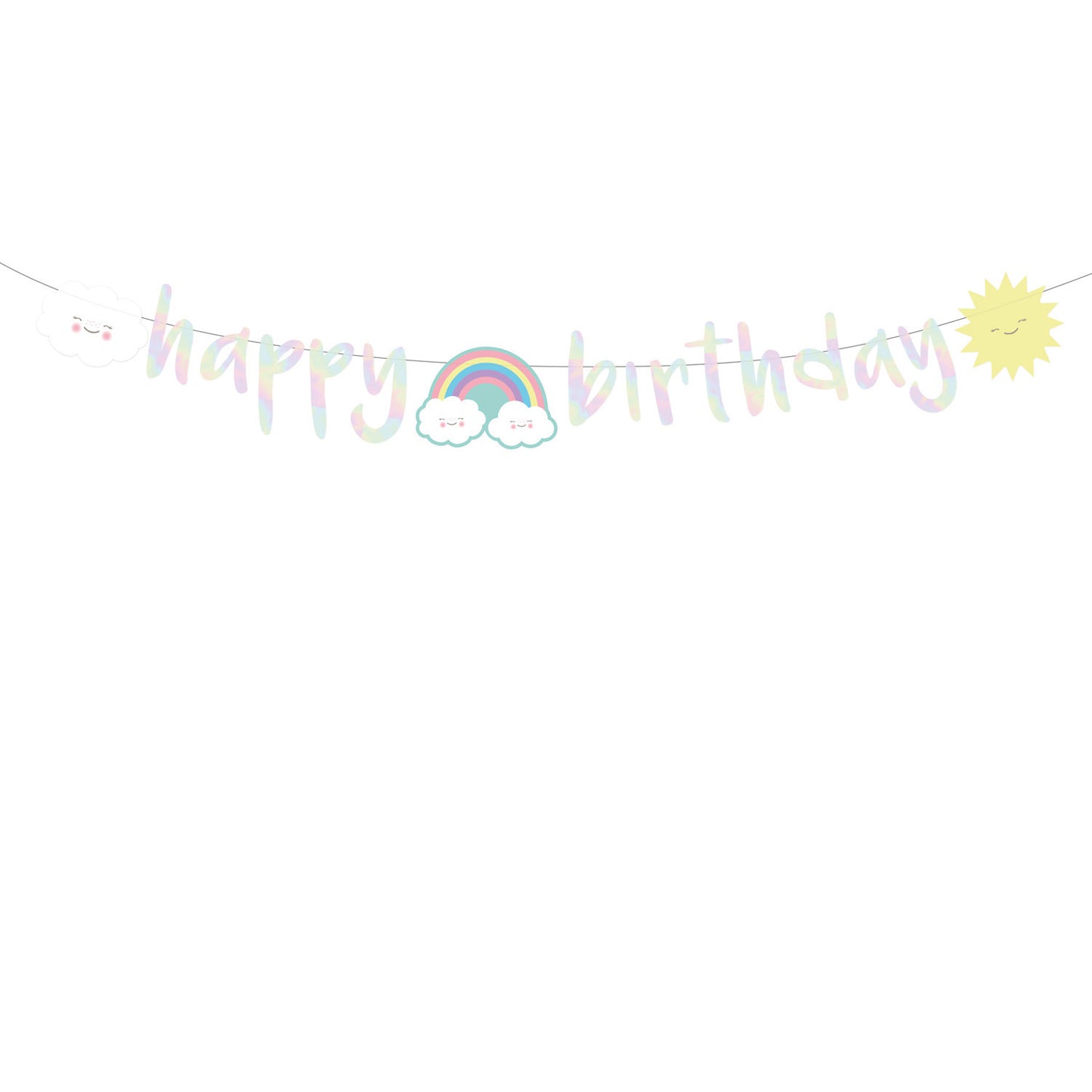 Γιρλάντα Γράμματα Happy Birthday Rainbow & Cloud / 180εκ - ουράνιο τόξο και τα σύννεφα