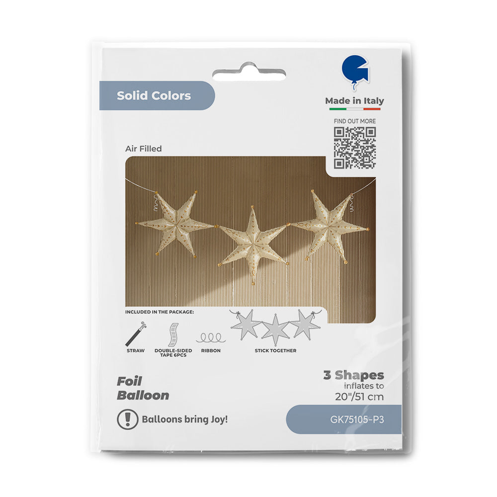 20" Μπαλόνι Αστέρι για Γιρλάντα - Σαμπανιζέ (3 τεμ)