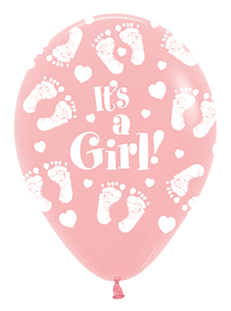 Μπαλόνια Λάτεξ 12 Its A Girl Footprint all Around Ροζ / 25 τεμ