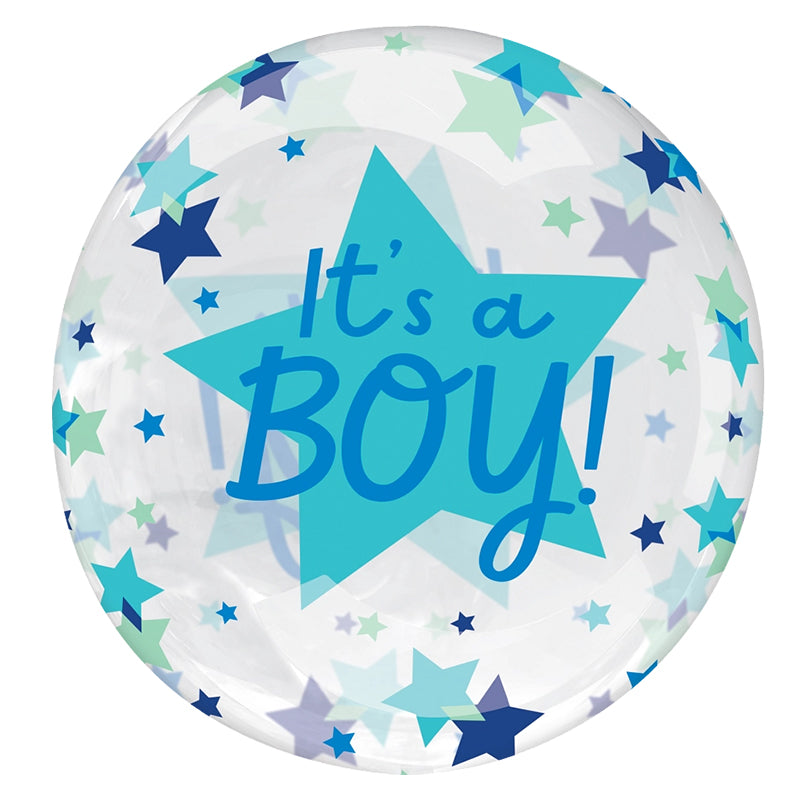 22'' Διάφανο Μπαλόνι ORbz - It's A Boy Αστεράκια