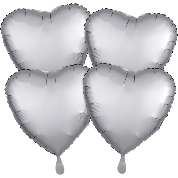 Μπαλόνι Φοιλ Καρδιά 18 Satin Luxe Platinum - Ασημί / 4 τεμ