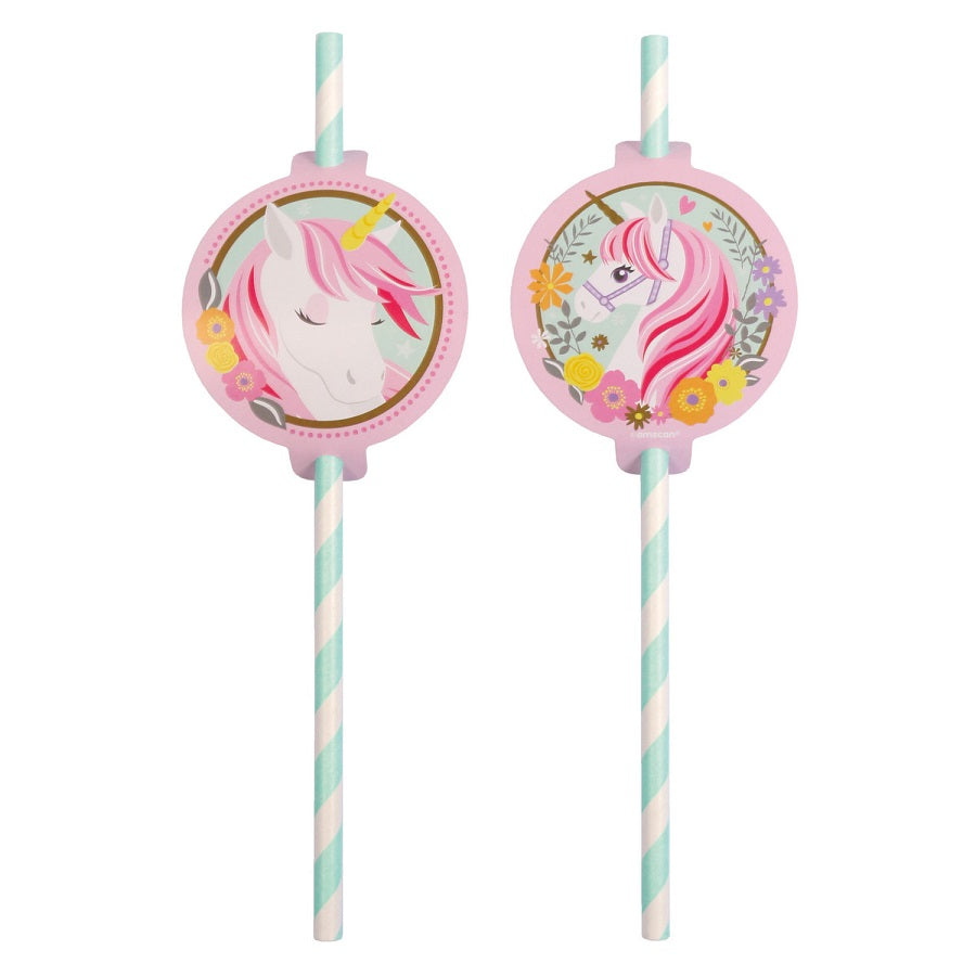 Καλαμάκια Χάρτινα Magical Unicorn 19.7εκ / 8 τεμ