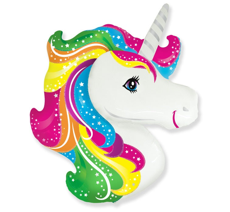 24" Μπαλόνι κεφάλι Μονόκερου Rainbow