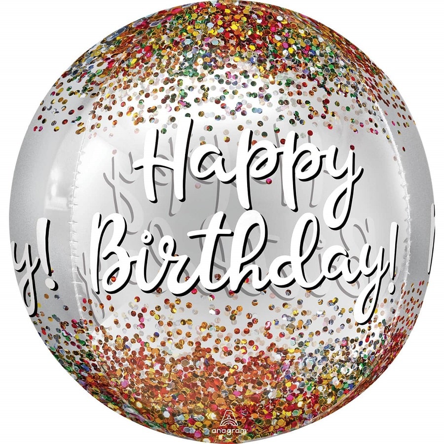 Μπαλόνι Φοιλ Orbz Happy Birthday Sequins 38 x 40 εκ