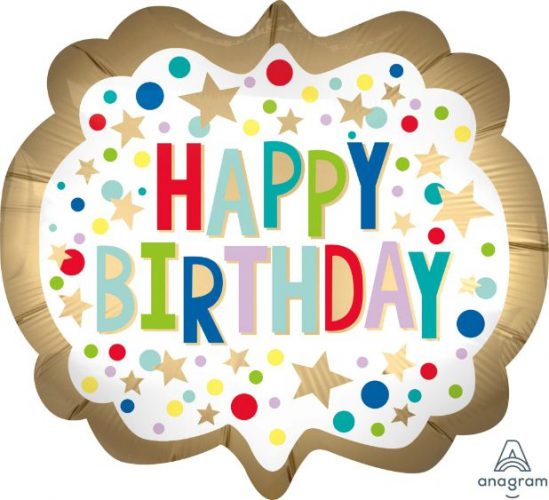 25" Μπαλόνι Happy Birthday Satin Marquee Dots