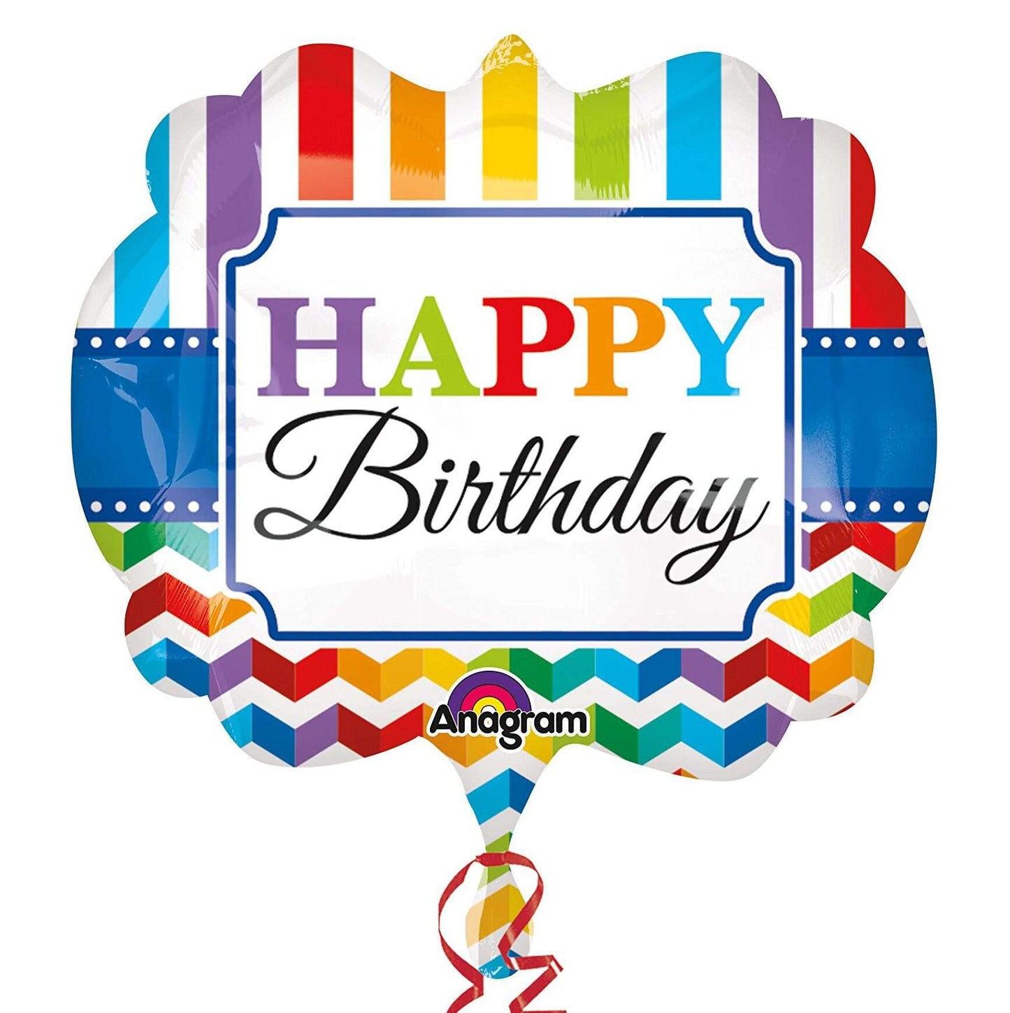 26" Μπαλόνι γενεθλίων Happy Birthday με ρίγες