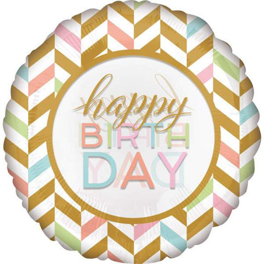 28" Μπαλόνι Happy Birthday παστέλ χρώματα