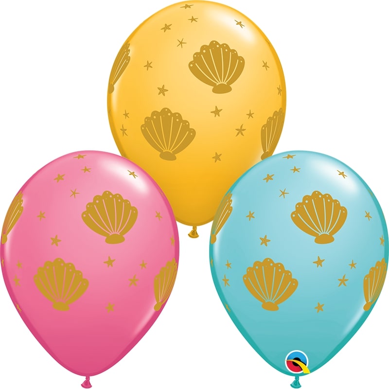 Μπαλόνια Λατέξ 11 Κοχύλι Caribbean Blue, Rose, Goldenrod / 25 τεμ