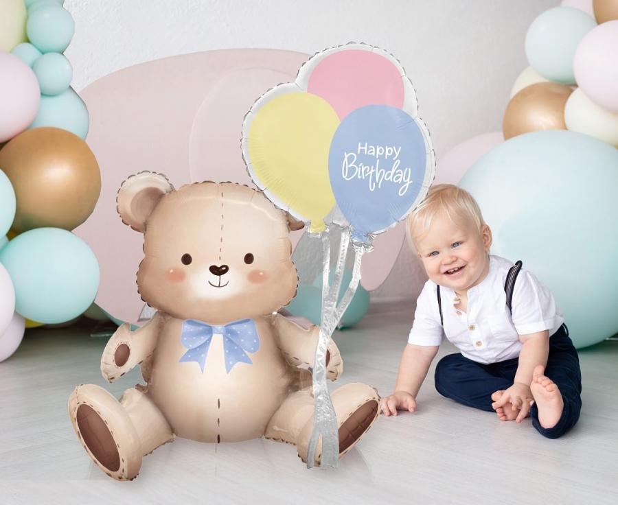 29" Μπαλόνι γενεθλίων Αρκουδάκι με μπαλόνια