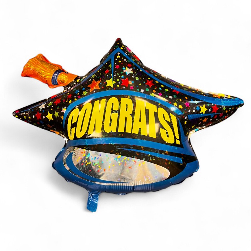 29" Μπαλόνι Καπέλο Αποφοίτησης με κομφετί αστέρια