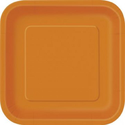 Πιάτα χάρτινα γλυκού τετράγωνα Πορτοκαλί / 16 τεμ - Orange