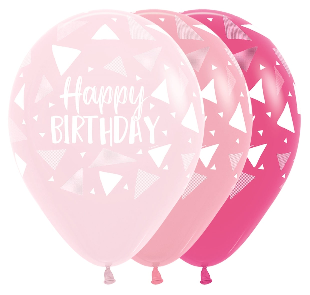 Μπαλόνια Λάτεξ Happy Birthday - τριγωνάκια ασσ.ρόζ - 25 τμχ