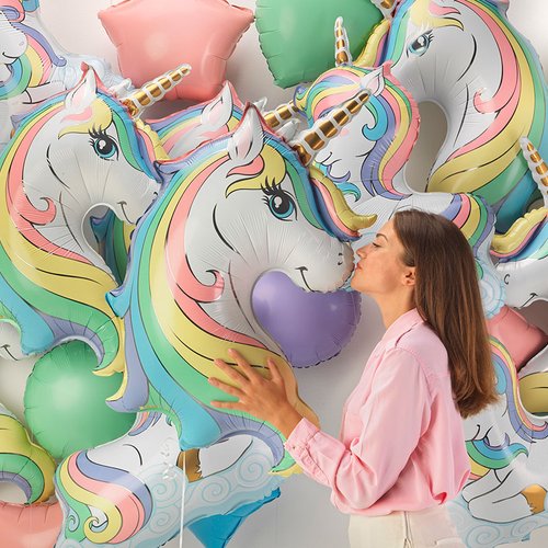32" Μπαλόνι Κεφάλι Μονόκερου Macaron