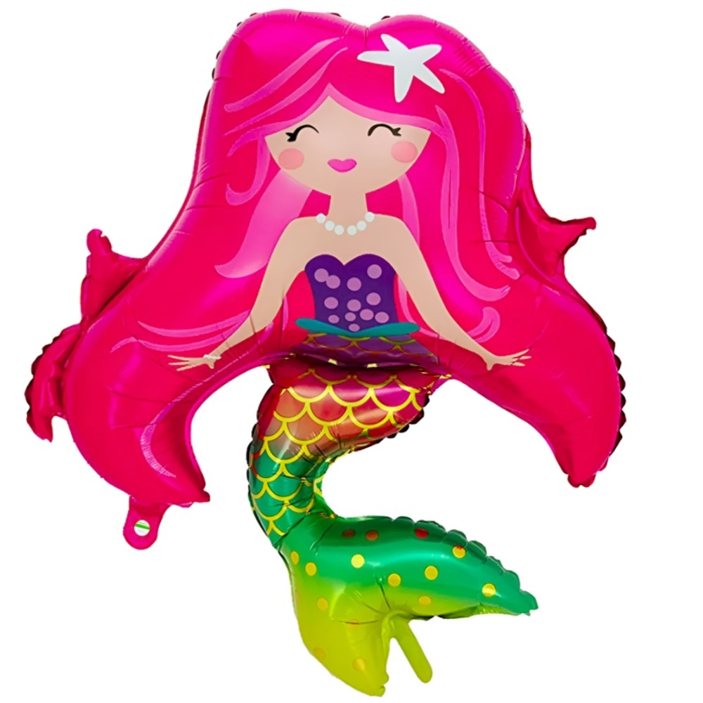 33″ Μπαλόνι Γοργόνα με φούξια μαλλιά