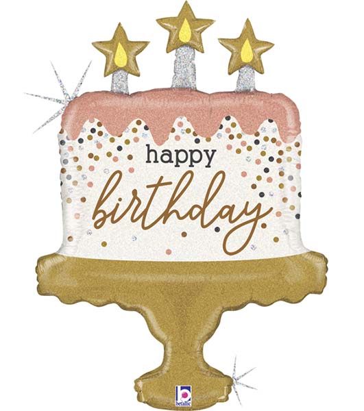33" Μπαλόνι τούρτα Happy Birthday με κομφετί