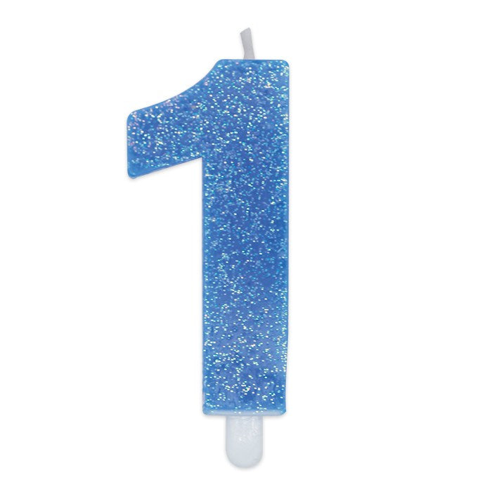 Κερί 1 Μεταλλικό Σιελ με Glitter / 9 εκ