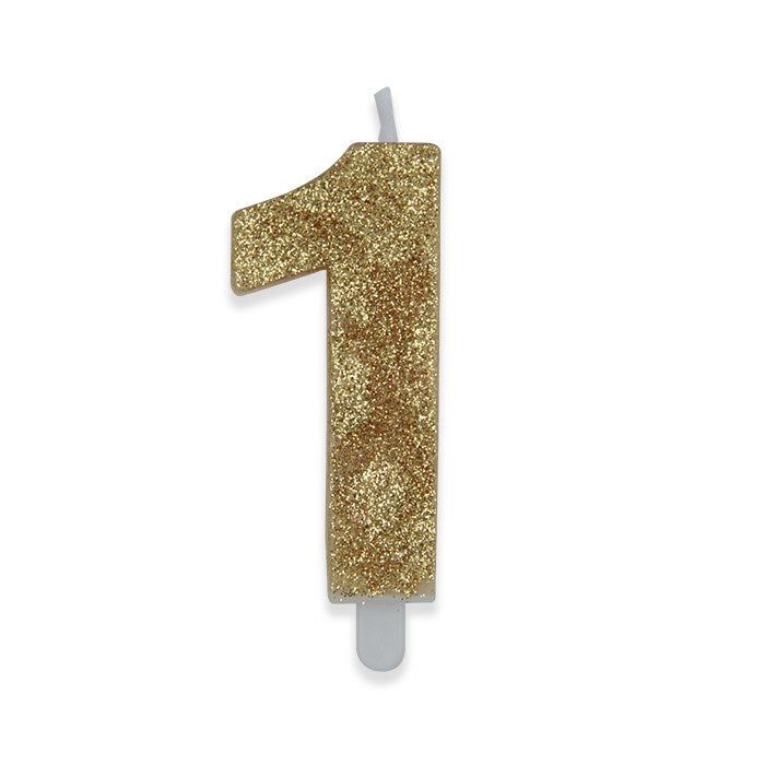 Κερί 1 Μεταλλικό Χρυσό με Glitter / 9 εκ