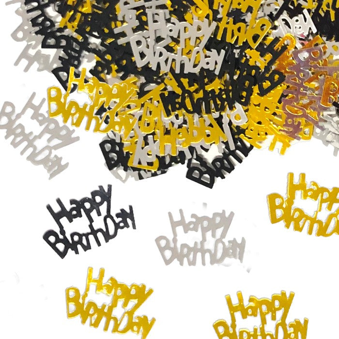 Κομφετί Ασορτί Happy Birthday Μαύρο, Ασημί, Χρυσό / 15 γρ
