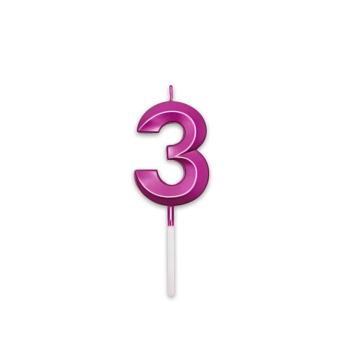 Κερί Prestige Fuxia Metal 9 cm Νούμερο 3