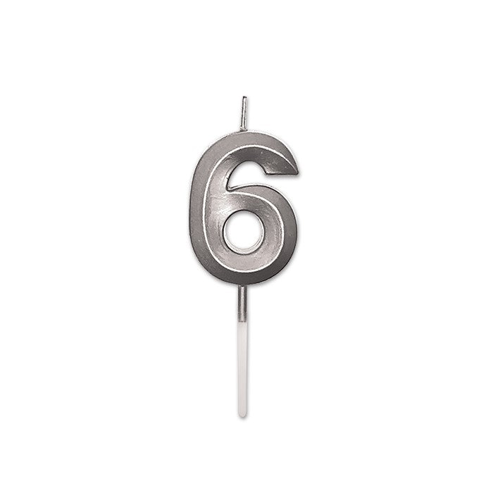Κερί Prestige Silver Metal 9 cm Νούμερο 6