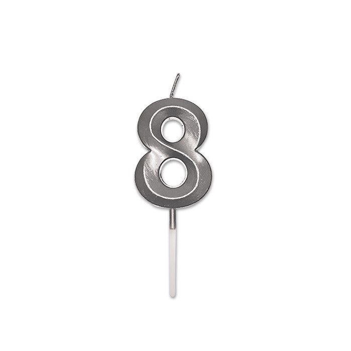 Κερί Prestige Silver Metal 9 cm Νούμερο 8