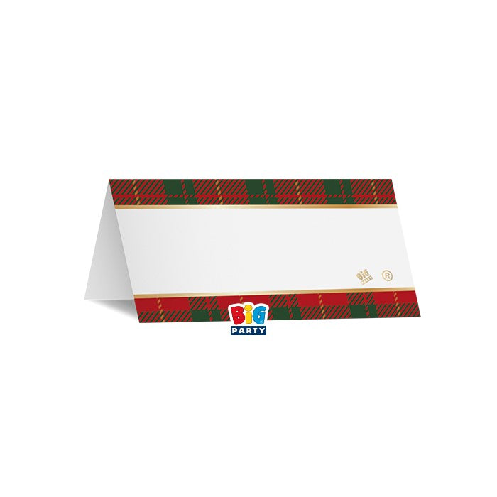 Κάρτες Θέσεων - Placecard Κόκκινο Tartan / 8 x 4 εκ