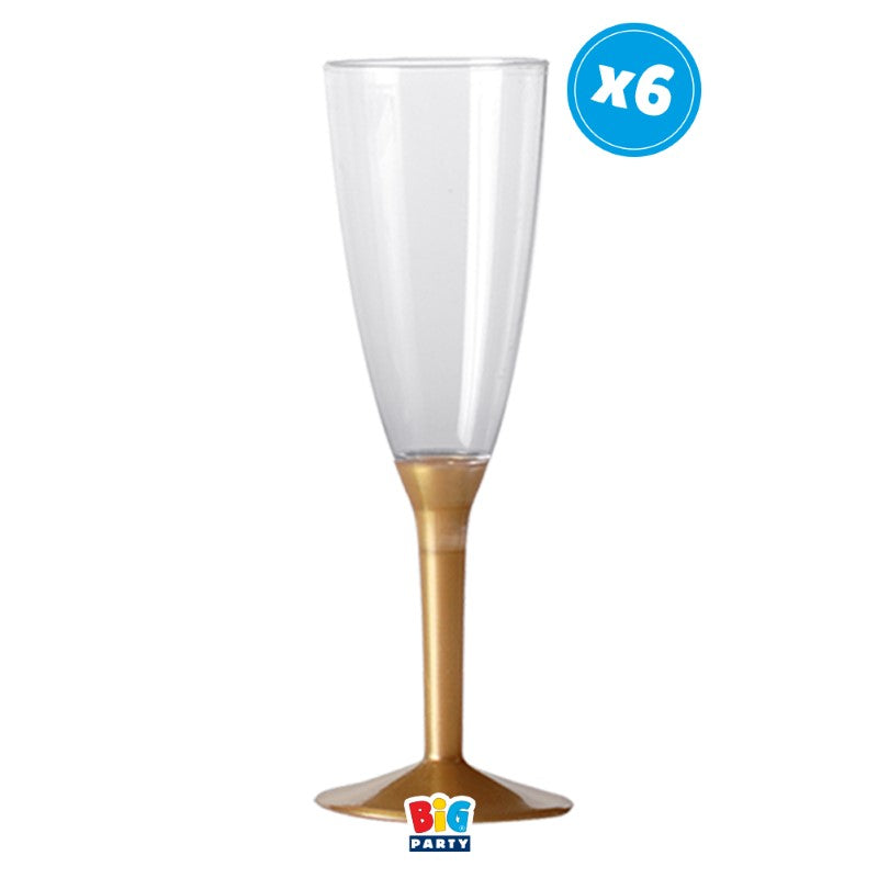 Ποτήρια Σαμπάνιας με Χρυσή Βάση / 6 τμχ