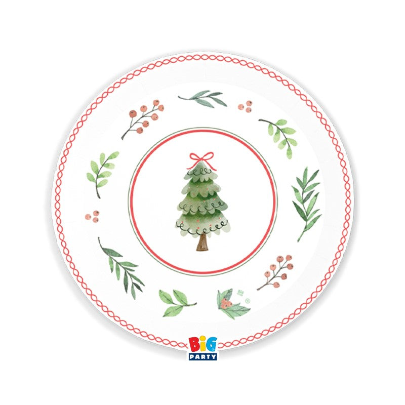 Πιάτα Χάρτινα Φαγητού 22εκ Joyful Christmas / 6 τεμ.