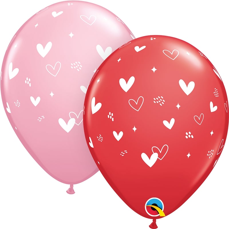 Μπαλόνια Λάτεξ 11 με Καρδούλες Hearts & Speckles / 25 pcs