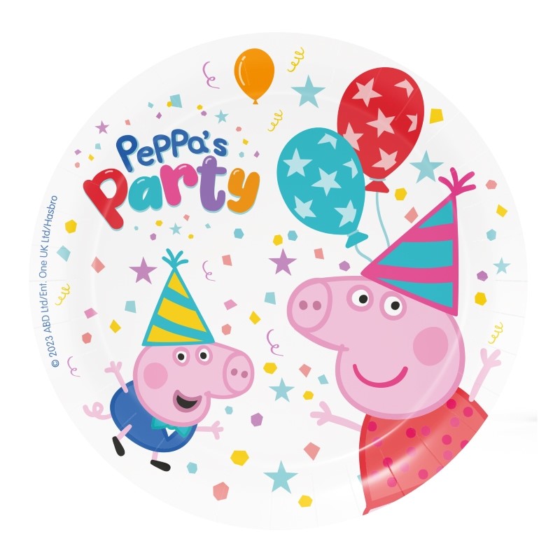Πιάτα Χάρτινα Γλυκού 18εκ. Peppa Pig Party / 8 τμχ