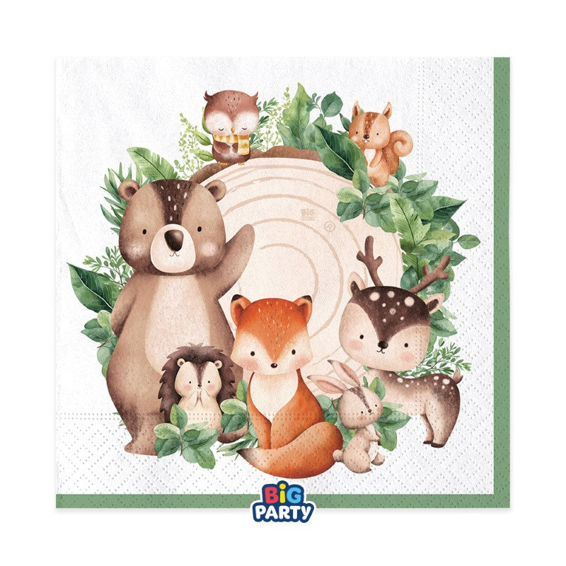 Χαρτοπετσέτες Φαγητού Wood Animals - Ζωάκια Δάσους / 16 τμχ