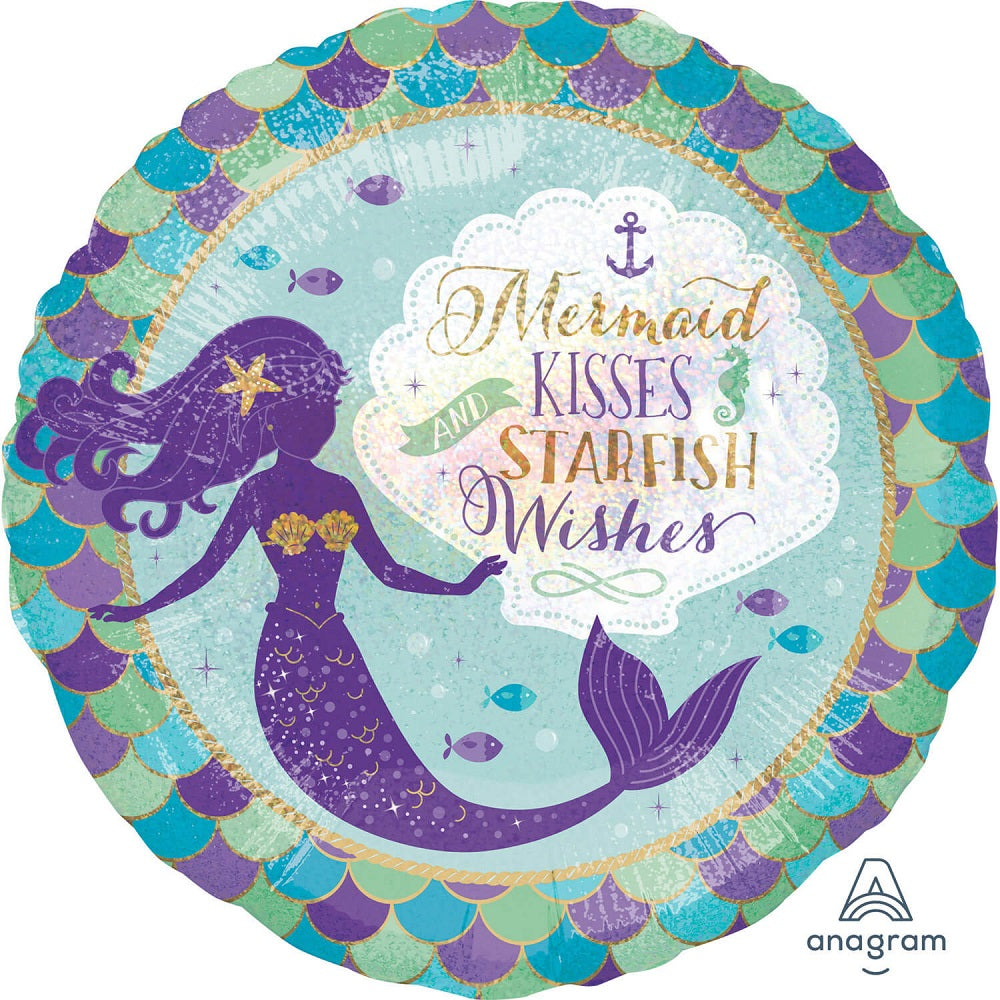 Μπαλόνι Φοιλ 18 Mermaid Wishes & Kisses 45εκ