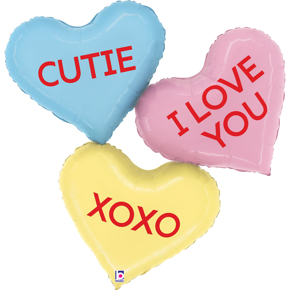 37" Μπαλόνι Καρδιά Conversation Heart Messages