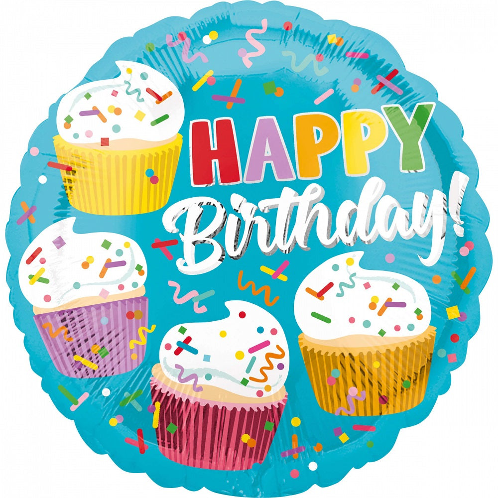 Μπαλόνι Φοιλ 17 Cupcake Fun Happy Birthday /43 εκ