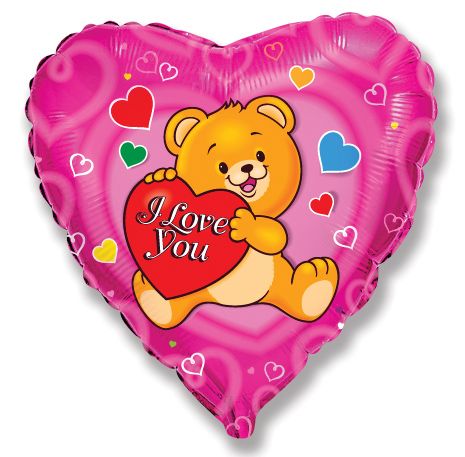 Μπαλόνι Φοιλ 18 Καρδιά Happy Bear / 46 εκ - Αρκουδάκι