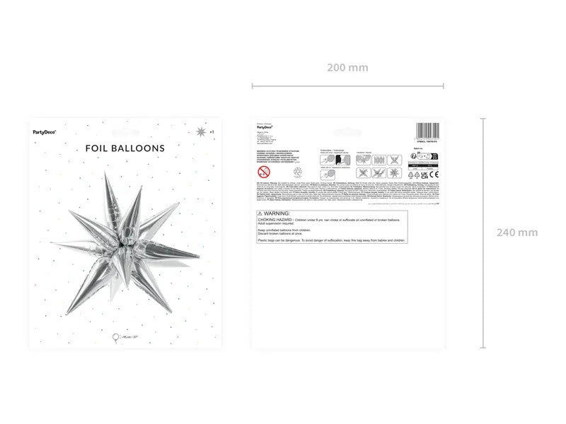 3D Μπαλόνι Ασημί Αστέρι (95 εκ)