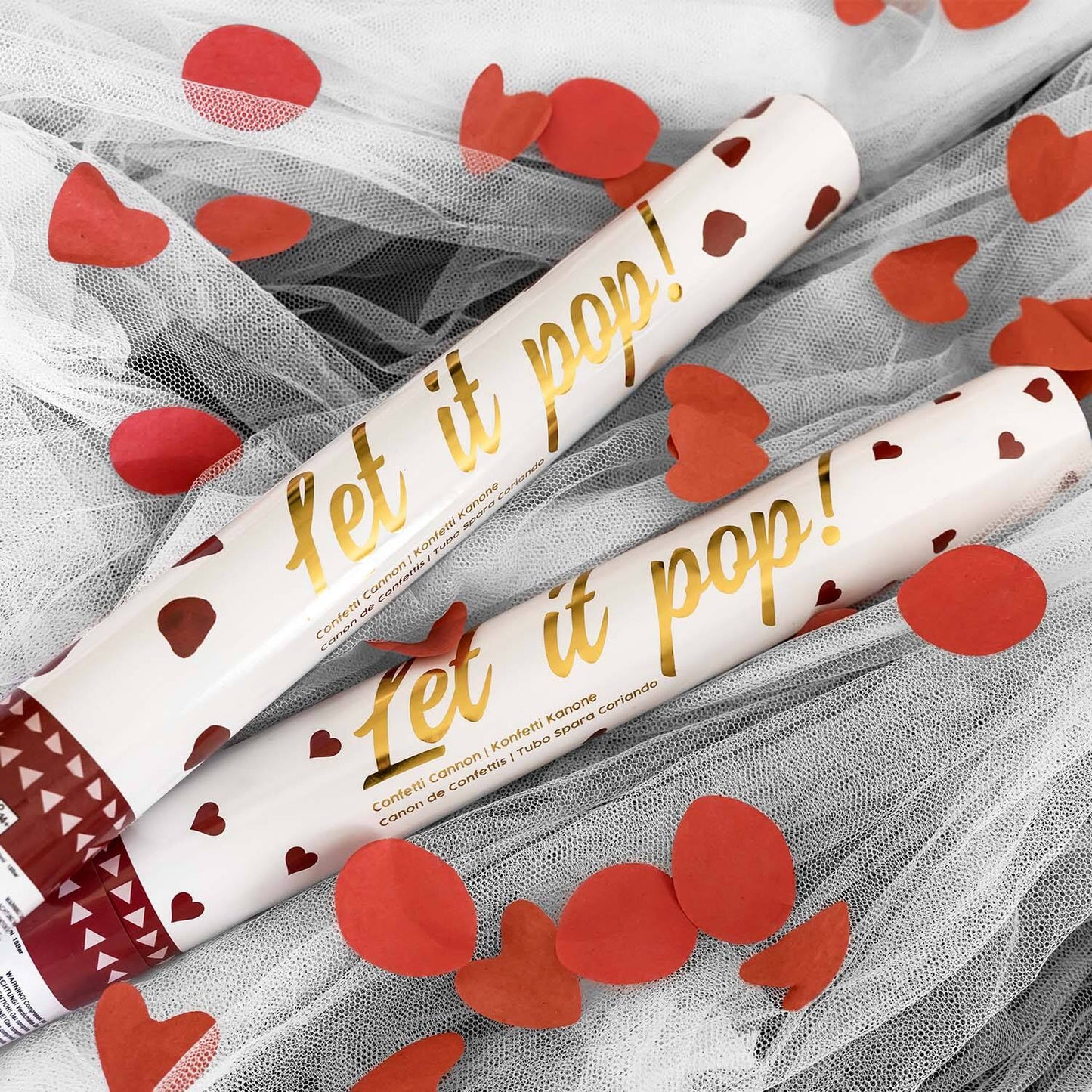 Κανονάκι Καρδιές Κόκκινες Κομφετί /Confetti Cannon Καρδιές Κόκκινες/ 40 εκ