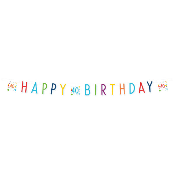 Γιρλάντα Γράμματα Confetti 40 Happy Birthday 180 x 13εκ