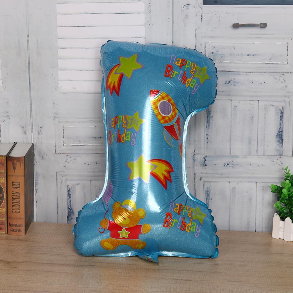 40″ Μπαλόνι Μπλε Αριθμός 1 Πύραυλος & Αρκουδάκι