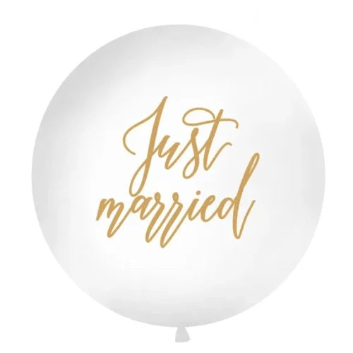 40" Τεράστιο Μπαλόνι Just Married λευκό