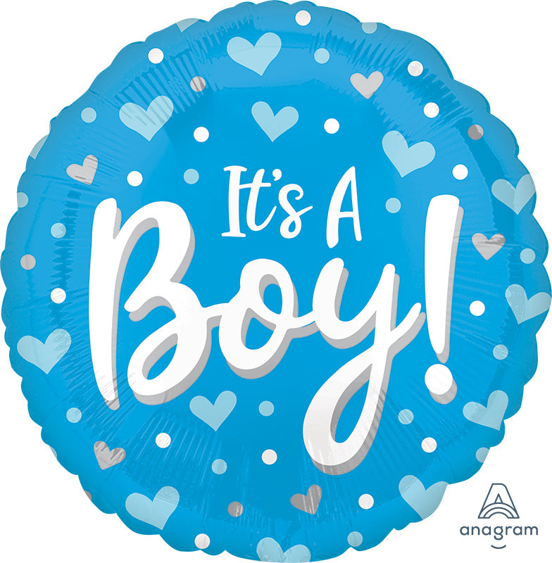 Μπαλόνι Φοιλ 18 It'a Boy Hearts & Dots / 46εκ