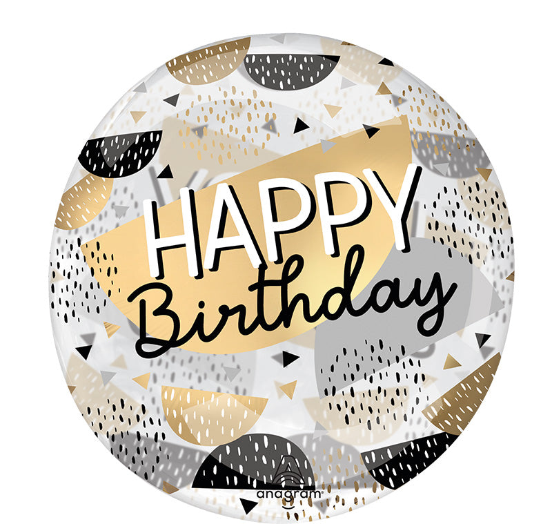 Μπαλόνι Clearz 18-22 Happy Birthday Black & Gold