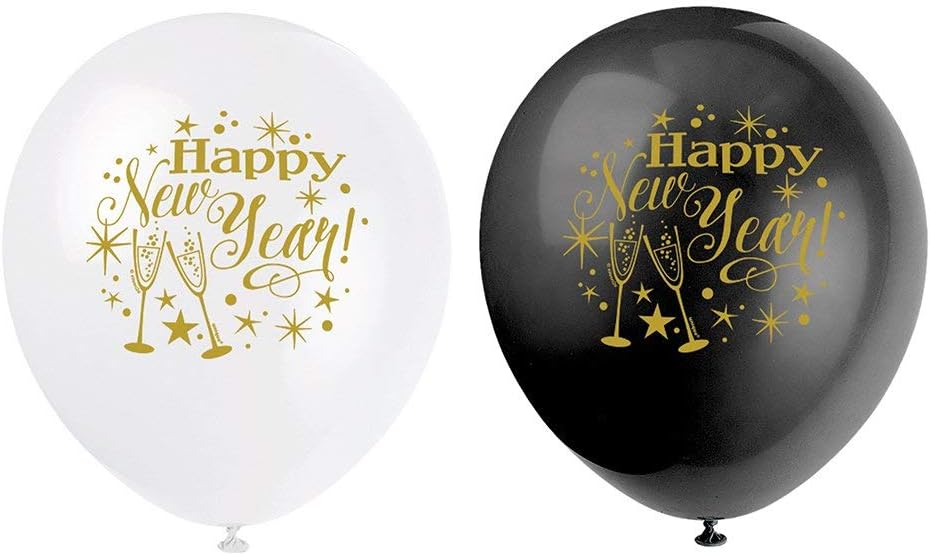 Μπαλόνια Λατέξ Glittering New Year 12 / 8 τμχ