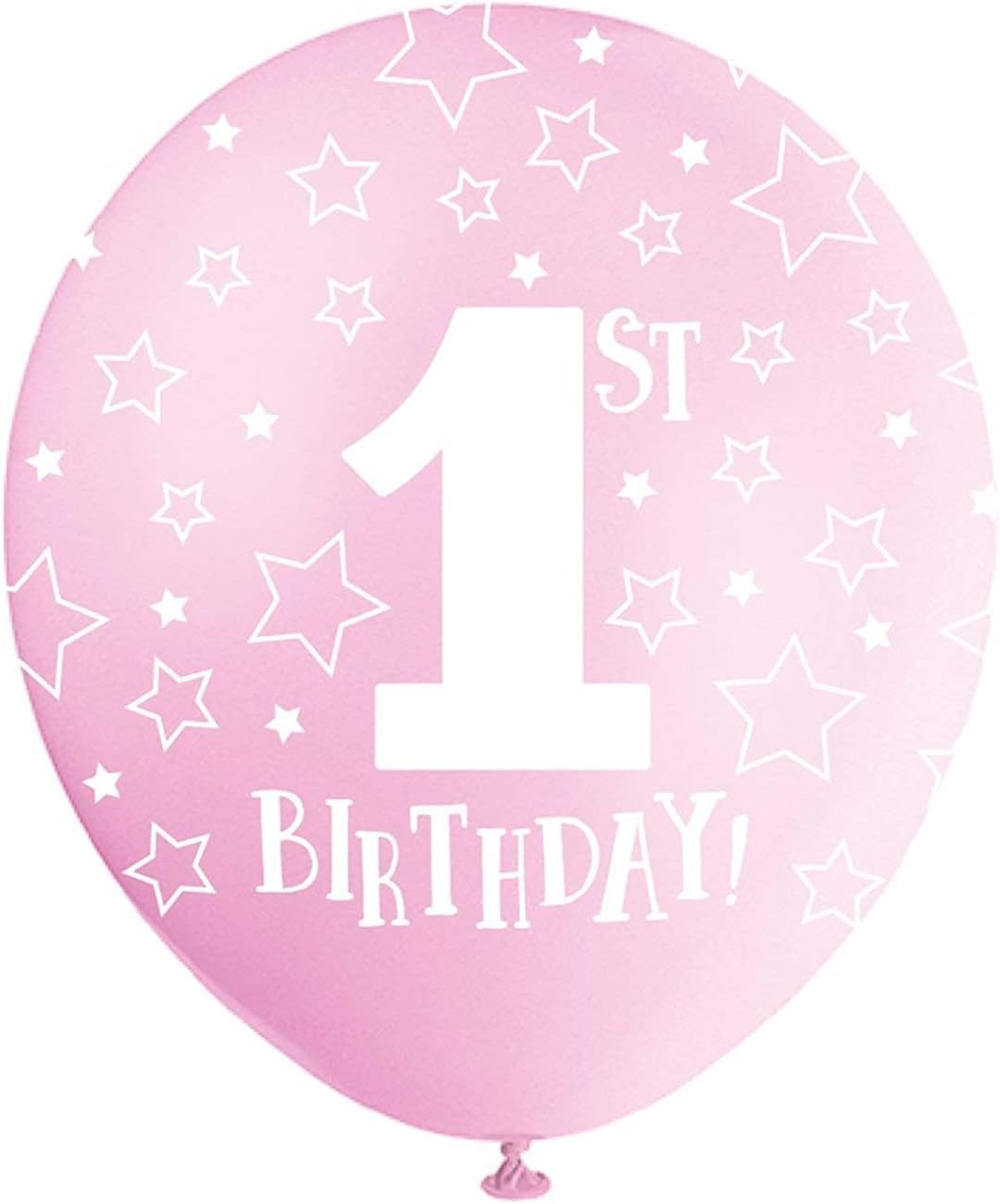 Μπαλόνια περλέ ρόζ 12 1st Birthday / 5 τμχ.