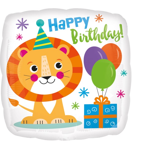 Μπαλόνι φοιλ 17 Happy Lion Birthday /43 εκ - Λιοντάρι