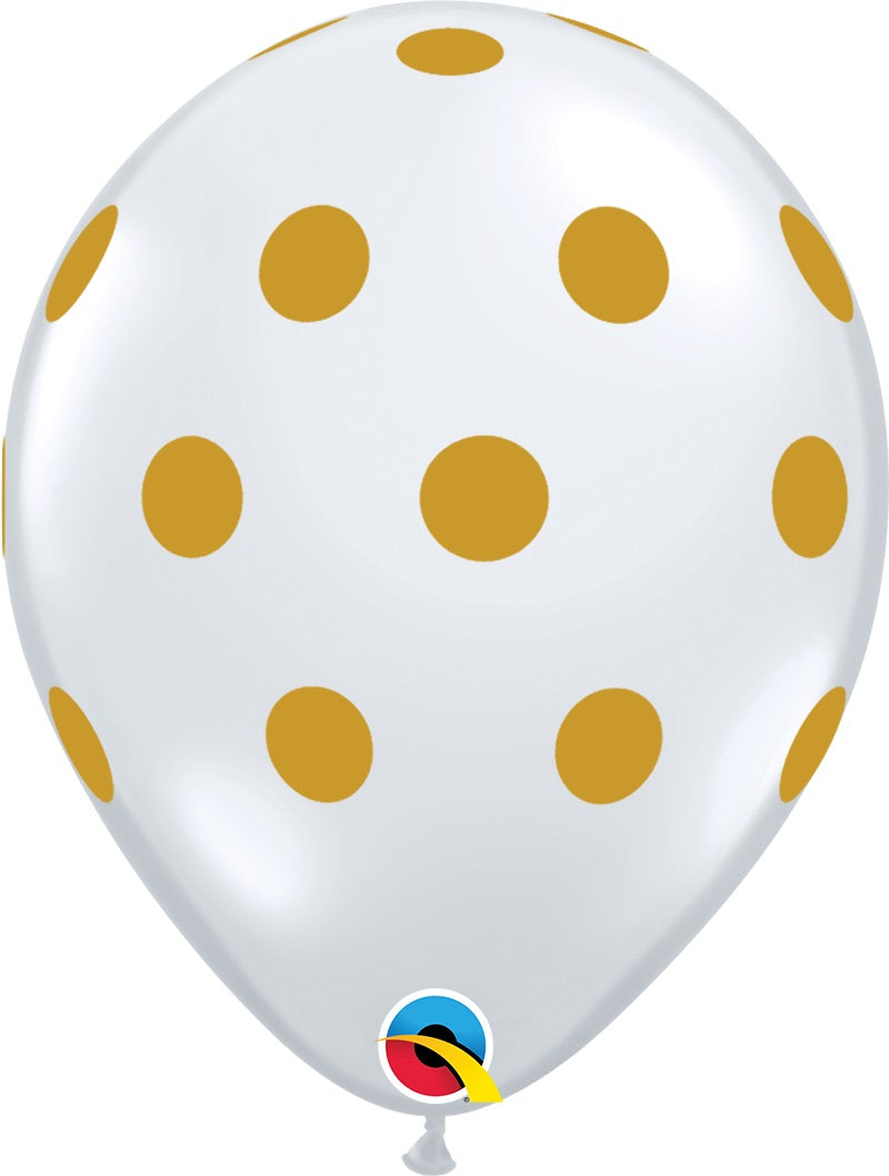 Μπαλόνια Λάτεξ Διάφανο 11 Big Polka Dots Χρυσό