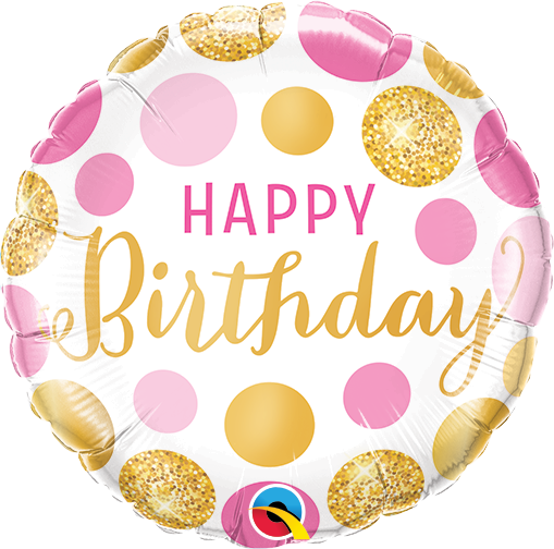 Μπαλόνι Φοιλ 9 Birthday Pink & Gold Dots 23 εκ