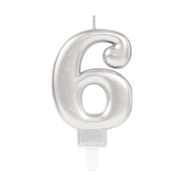 Κερί Ασημί 6 Sparkling Celebrations Silver / 8 εκ ύψος